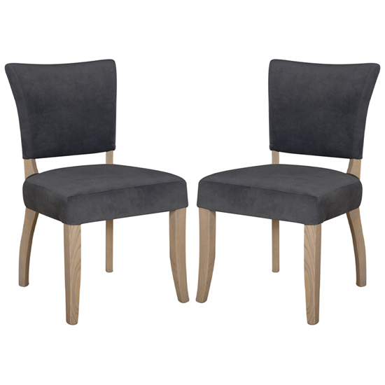 Dukes Dark Grey Velvet Dining Chairs With Wooden Frame In Pair