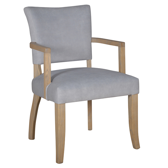 Photo of Dukes velvet armchair with wooden frame in light grey