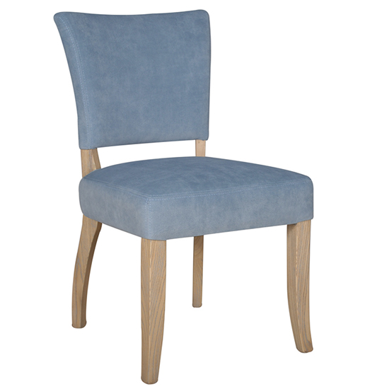 Dukes Velvet Dining Chair With Wooden Frame In Blue