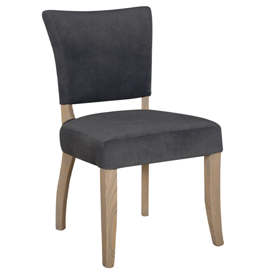 Dukes Velvet Dining Chair With Wooden Frame In Dark Grey