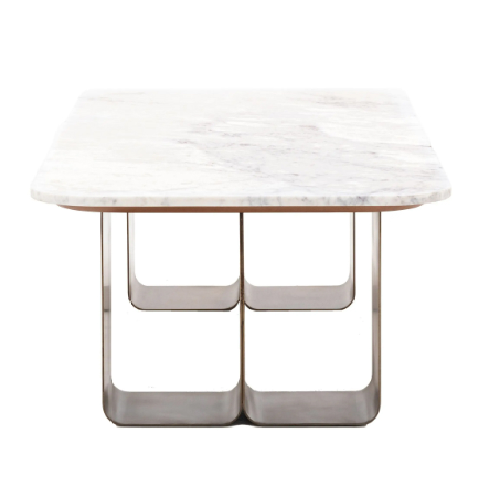 Duluth White Marble Top Coffee Table With Gold Base