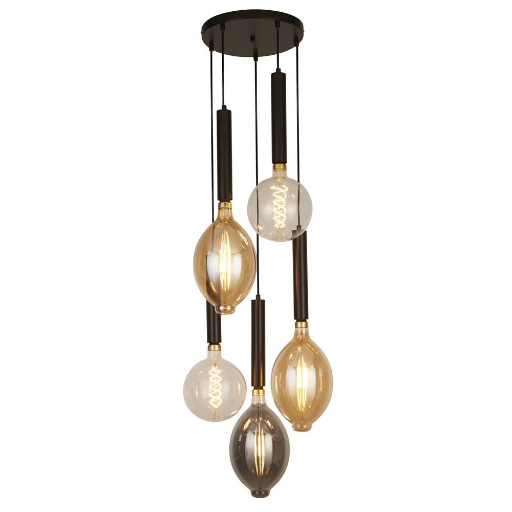 Read more about Dulwich 5 light multi drop pendant light in black