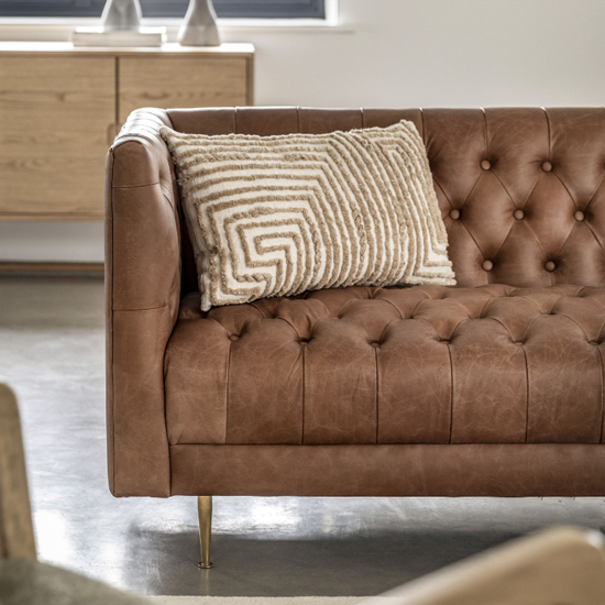 Dumai Leather 3 Seater Sofa In Antique Brown