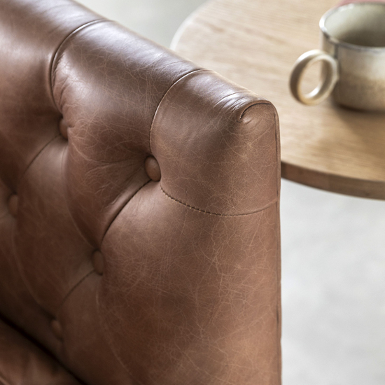 Dumai Leather 3 Seater Sofa In Antique Brown