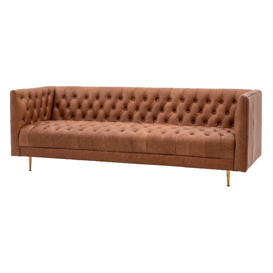 Dumai Leather 3 Seater Sofa In Antique Brown