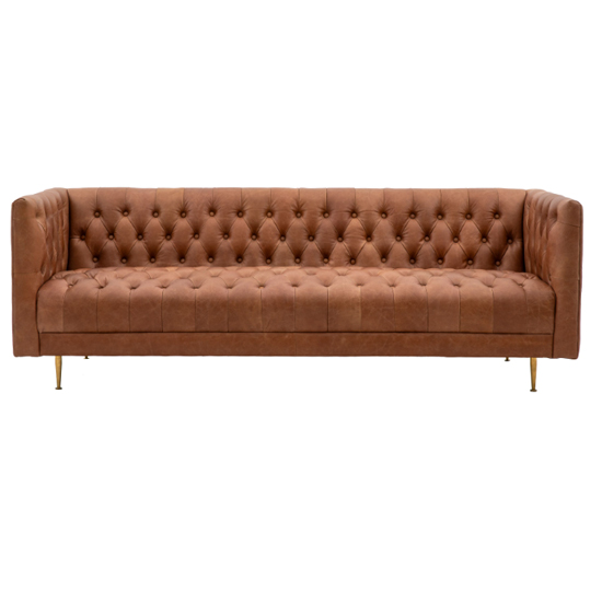 Dumai Leather 3 Seater Sofa In Antique Brown