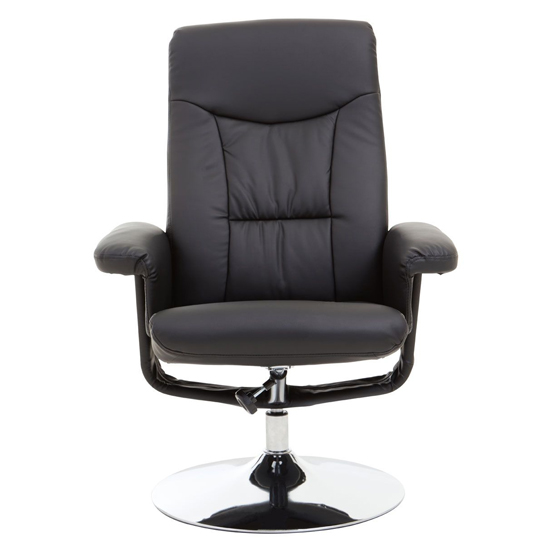 Dumai Leather Recliner Chair With Footstool In Black