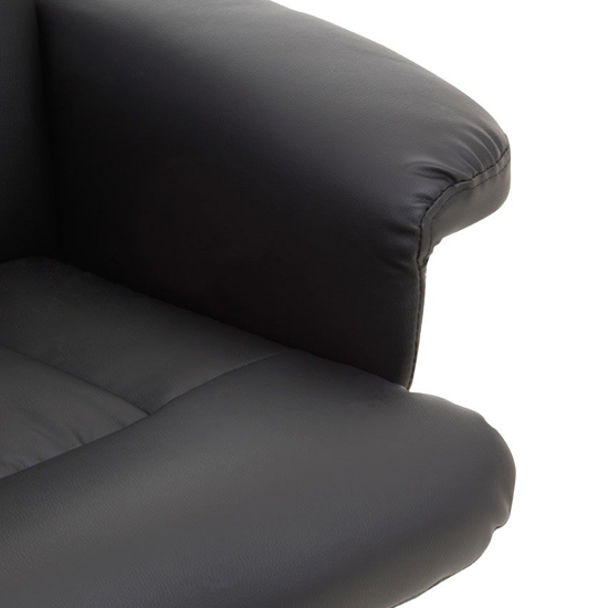 Dumai Leather Recliner Chair With Footstool In Black