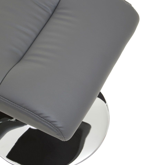 Dumai Leather Recliner Chair With Footstool In Grey