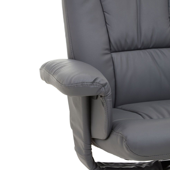 Dumai Leather Recliner Chair With Footstool In Grey Furniture in Fashion