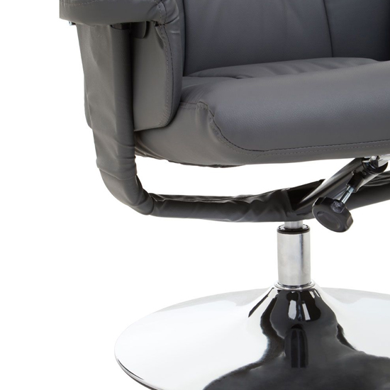 Dumai Leather Recliner Chair With Footstool In Grey