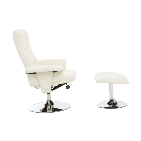 Dumai Leather Recliner Chair With Footstool In White Furniture in Fashion