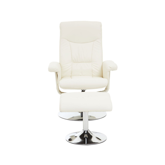 Dumai Leather Recliner Chair With Footstool In White Furniture in Fashion