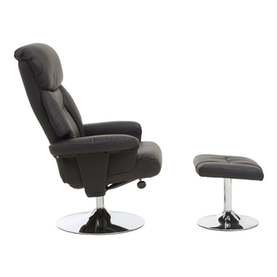 Product photograph of Dumai Pu Leather Recliner Chair With Footstool In Black from Furniture in Fashion