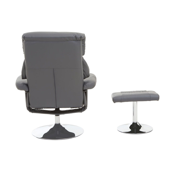 Dumai PU Leather Recliner Chair With Footstool In Grey
