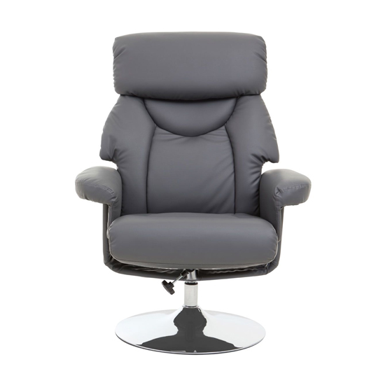 Dumai PU Leather Recliner Chair With Footstool In Grey