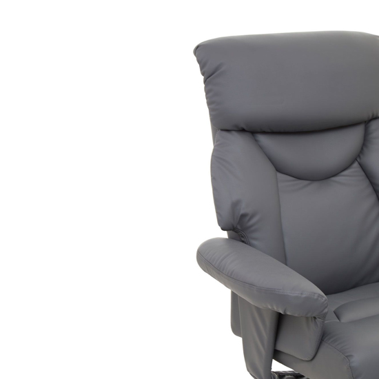 Dumai PU Leather Recliner Chair With Footstool In Grey