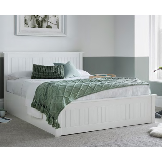 Read more about Duncan wooden ottoman storage king size bed in white
