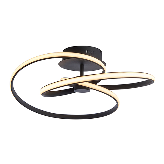 Dune LED Ceiling Light In Textured Black With White Diffuser