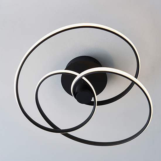 Dune LED Ceiling Light In Textured Black With White Diffuser