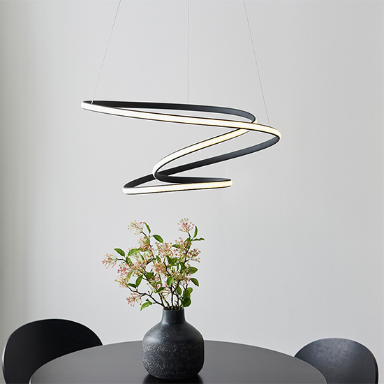 Dune LED Pendant Light In Textured Black With White Diffuser_4