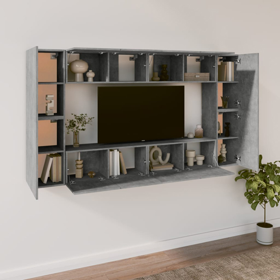 Dunixi Wooden Living Room Furniture Set In Concrete Effect