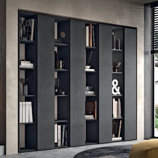 Dunkirk Wooden Bookcase With Shelves In Lava