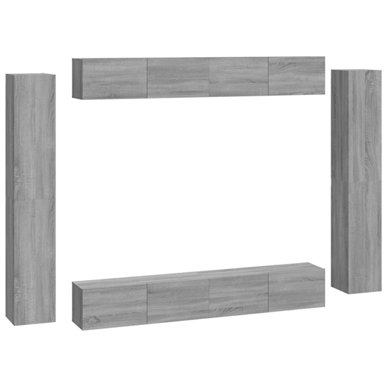 Dunlap Wooden Living Room Furniture Set In Grey Sonoma Oak