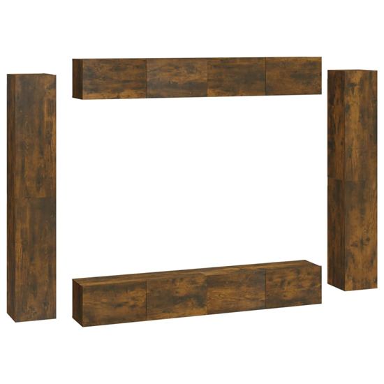 Dunlap Wooden Living Room Furniture Set In Smoked Oak