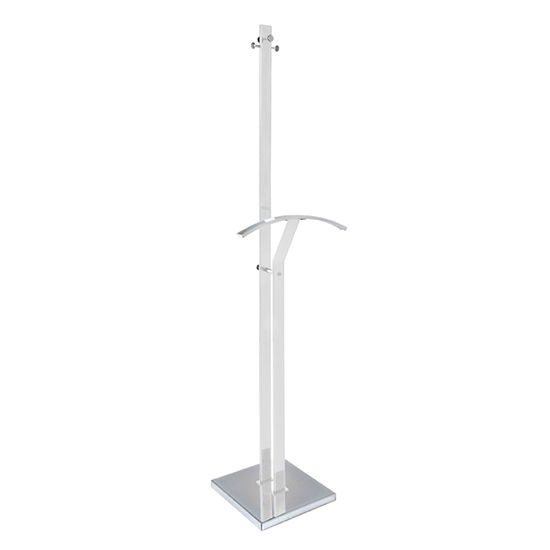 Photo of Dunn metal coat stand with valet stand in white high gloss