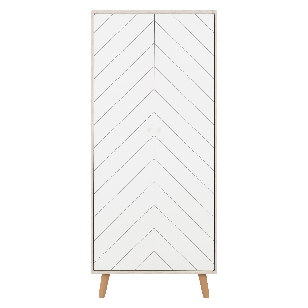 Davis Wooden Wardrobe With 2 Doors In Dusty Grey And White