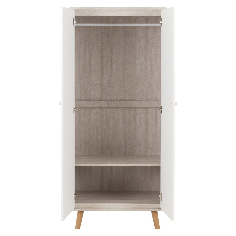 Davis Wooden Wardrobe With 2 Doors In Dusty Grey And White