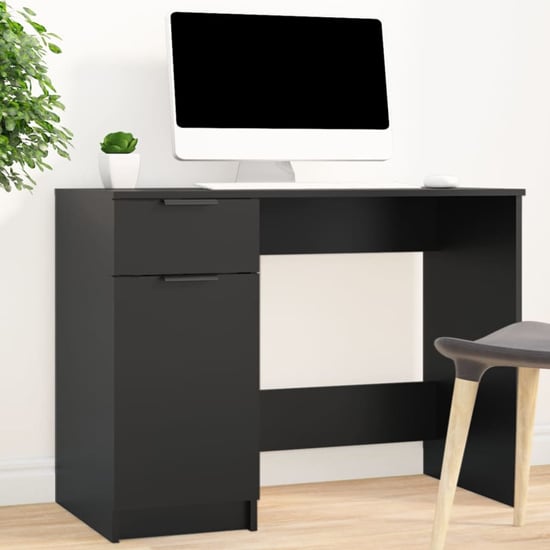 Product photograph of Dunstable Wooden Laptop Desk With 1 Door 1 Drawer In Black from Furniture in Fashion