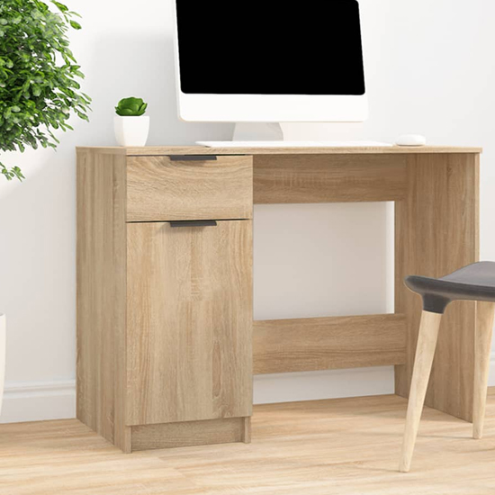 Product photograph of Dunstable Wooden Laptop Desk 1 Door 1 Drawer In Sonoma Oak from Furniture in Fashion