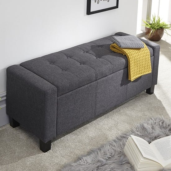 Photo of Ventnor fabric ottoman storage blanket box in charcoal