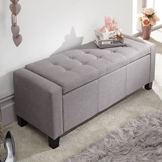 Photo of Ventnor fabric ottoman storage blanket box in grey