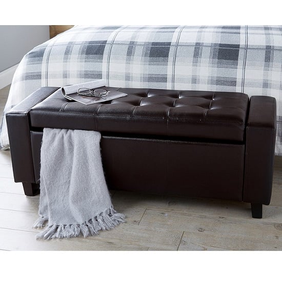 Ventnor Faux Leather Ottoman Storage Blanket Box In Brown_2