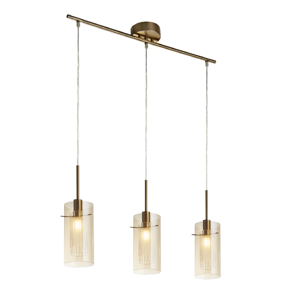 Read more about Duo 3 light champagne glass bar pendant light in bronze