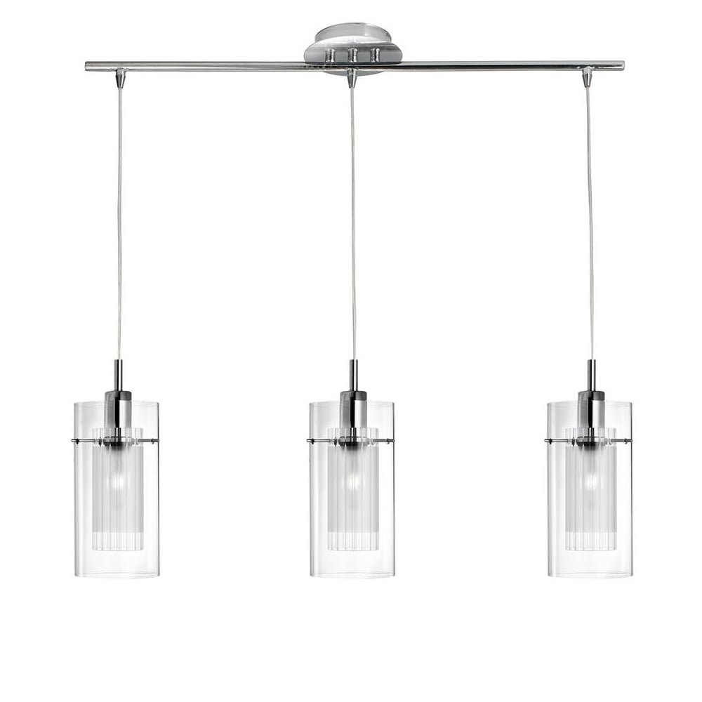 Read more about Duo 3 light clear glass bar pendant light in chrome