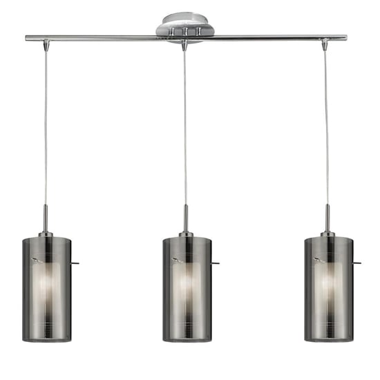 Photo of Duo 3 lights smoked glass bar ceiling pendant light in chrome