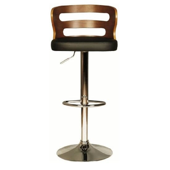 Dupont Black PU Bar Stools With Chrome Plated Base In Pair