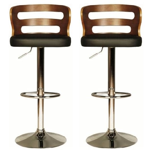 Read more about Dupont black pu bar stools with chrome plated base in pair
