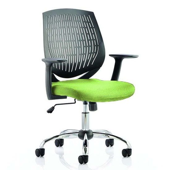 Photo of Dura black back office chair with myrrh green seat