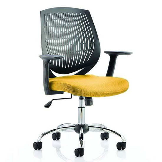 Photo of Dura black back office chair with senna yellow seat