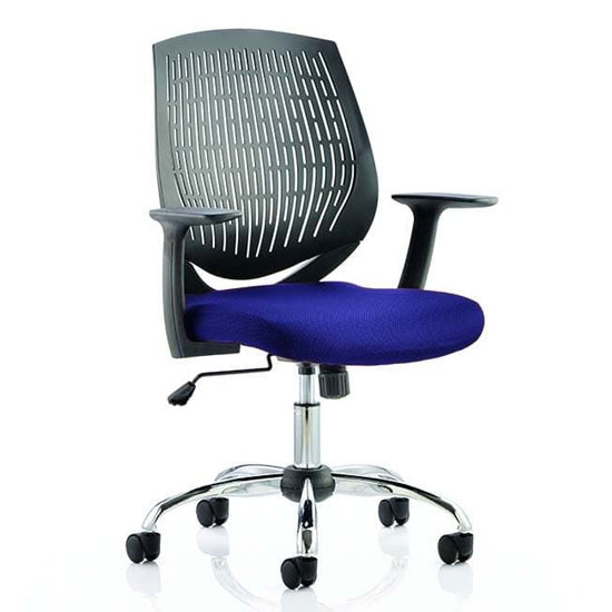 Photo of Dura black back office chair with stevia blue seat