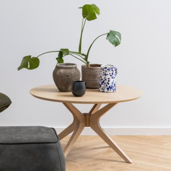 Photo of Durant wooden coffee table round in matt white oak