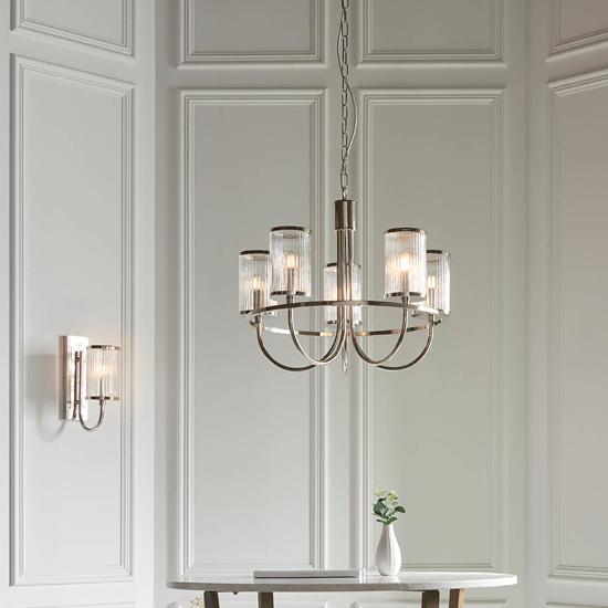 Durham 5 Lights Ceiling Pendant Light In Bright Nickel
