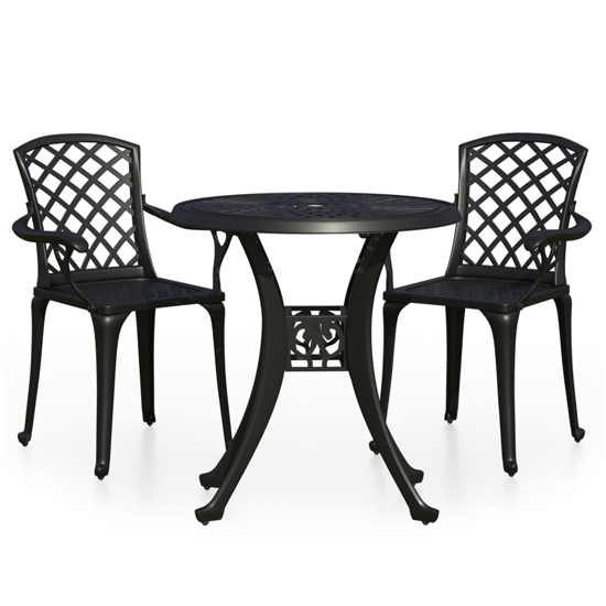 Durham Cast Aluminium 3 Piece Bistro Set In Black