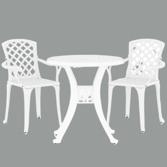 Durham Cast Aluminium 3 Piece Bistro Set In White