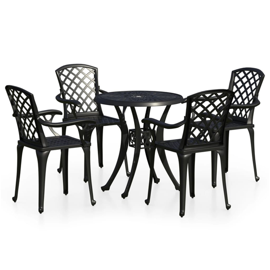 Durham Cast Aluminium 5 Piece Bistro Set In Black